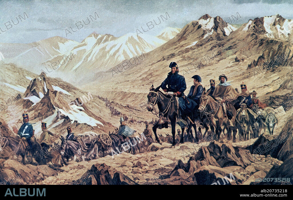 PEDRO MAGGI (SIGLO XIX). CRUCE DE LOS ANDES - OLEO - SIGLO XIX.