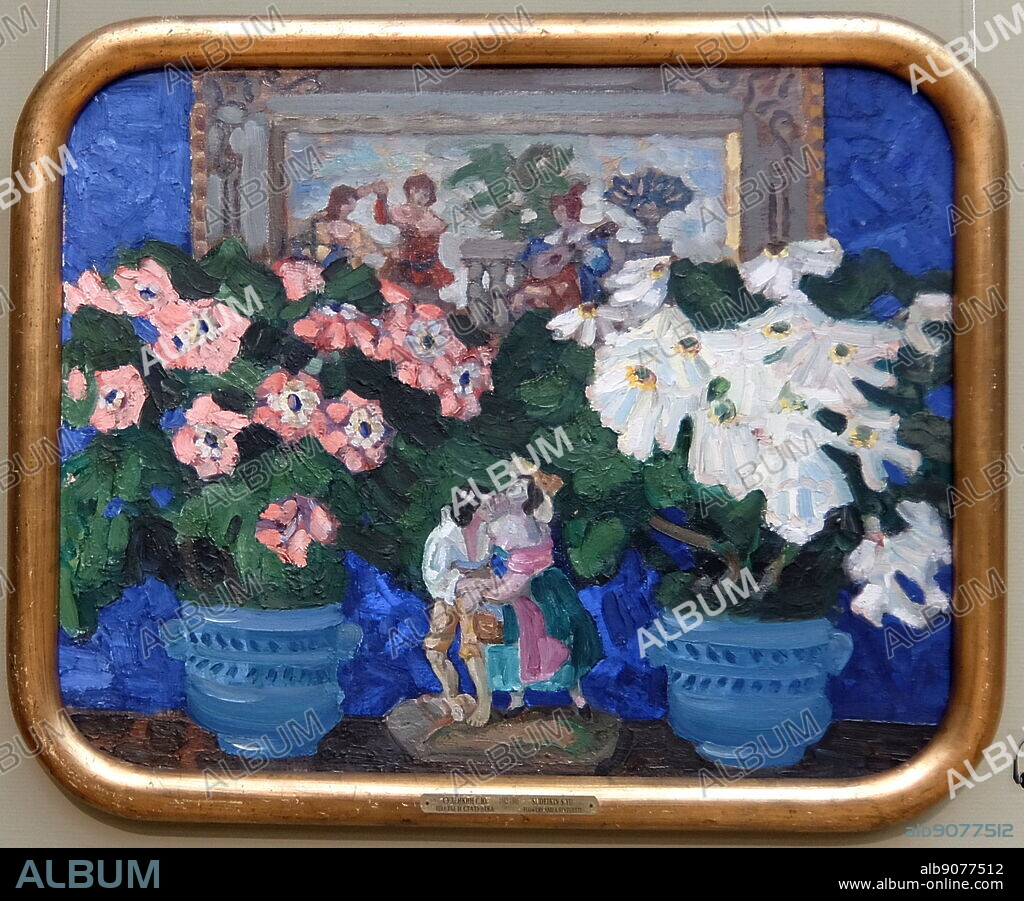 Flowers and Statuette c1910 by Sergey Yurievich Sudeikin, also known as Serge Soudeikine (1882 - 1946), Russian artist and set-designer associated with the Ballets Russes and the Metropolitan Opera.