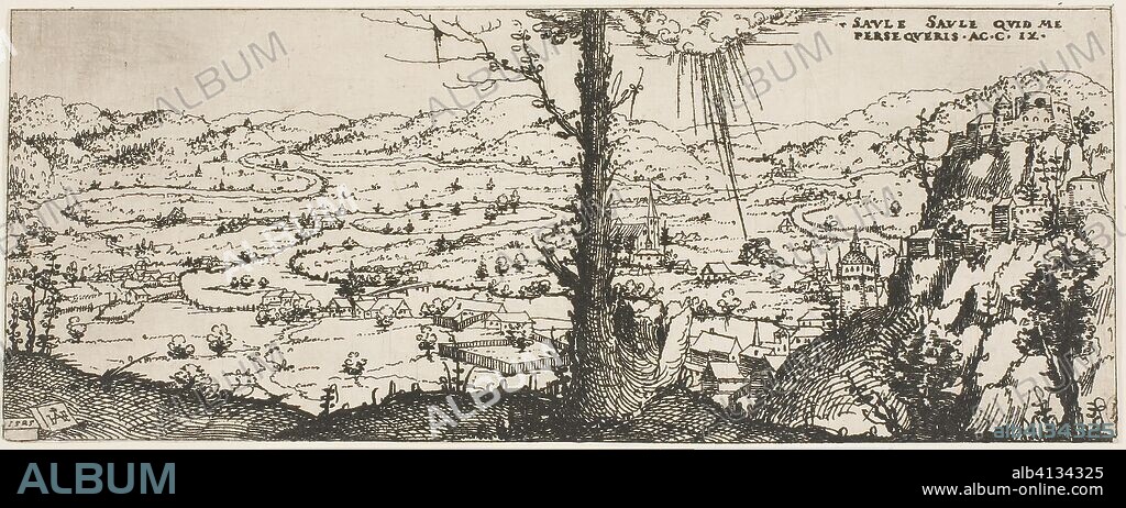 Landscape with a Tree in Center of Foreground. Augustin Hirschvogel; German, 1503-1553. Date: 1545-1546. Dimensions: 99 x 251 mm. Etching on paper. Origin: Germany.