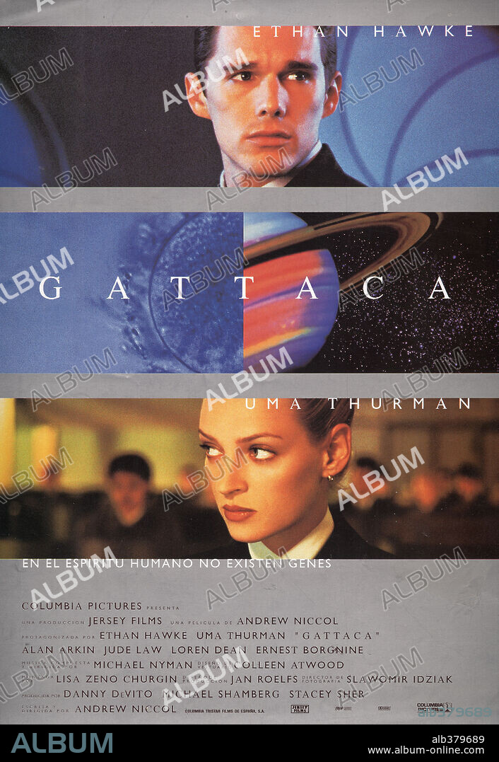 Poster of GATTACA, 1997, directed by ANDREW NICCOL. Copyright COLUMBIA TRI STAR.