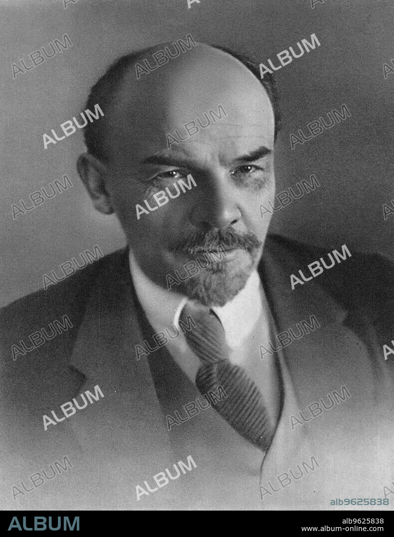 Vladimir Ilyich Ulyanov (Lenin), Russian Bolshevik revolutionary, c1917. Lenin (1870-1924) became leader of the Bolshevik faction of the Russian Social Democratic and Labour Party in 1903. He became involved in revolutionary politics when studying law at University in the late 1880s. In 1895 he was arrested by the authorities, serving a year's imprisonment followed by four years exile to Siberia. In 1906 he left Russia for security reasons, becoming the focus of the revolutionary opposition abroad. Lenin returned to Russia in 1917 after the February Revolution, but had to flee to Finland after a failed workers' uprising in July. In October the Bolsheviks overthrew Alexander Kerensky's Provisional Government in a further revolution, and Lenin was elected Premier of the Soviet Union. He was wounded in an assassination attempt in 1918 and this, together with the strains of revolution and the ensuing Civil War, led to a deterioration in his health. After a stroke left him partially paralysed in 1922, Lenin's active role in government declined.