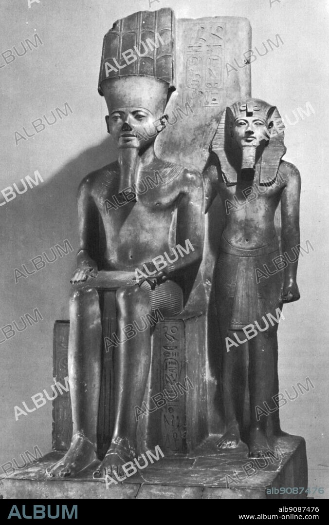 Horemheb and his god. Djeserkheperure Horemheb was the last Pharaoh of the Ancient Egypt 18th Dynasty. Horemheb came from Herakleopolis Magna near the entrance to the Fayum. The Treasures of Tutankhamen, Tutankhamen by Christiane Desroches Noblecourt, page 282.