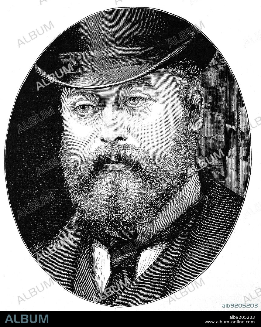 Eduard VII., Edward VII, gebürtig Kronprinz Albert Edward,9. November 1841 - 6. Mai 1910, war vom 22. Januar 1901 bis zu seinem Tod König des Vereinigten Königreichs Großbritannien und Irland und Kaiser von Indien, Prinz von Wales, digital restaurierte Reproduktion einer Originalvorlage aus dem 19. Jahrhundert, genaues Originaldatum nicht bekannt / Edward VII, born Crown Prince Albert Edward, November 9, 1841 - May 6, 1910, was King of the United Kingdom of Great Britain and Ireland and Emperor of India, Prince of Wales from January 22, 1901 until his death, digitally restored reproduction of a 19th century original, exact original date unknown.