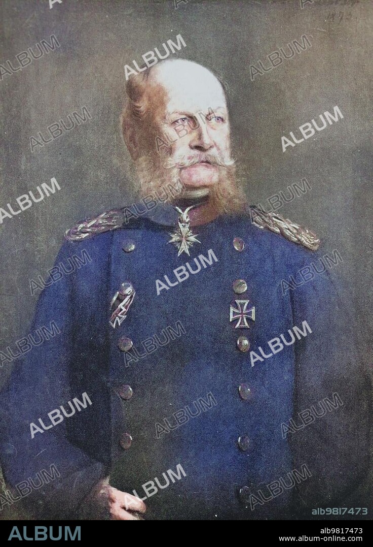 Wilhelm I; or in German Wilhelm I; Wilhelm Friedrich Ludwig; from the House of Hohenzollern was the King of Prussia and the first German Emperor; Historical; digitally restored reproduction of a 19th century original.