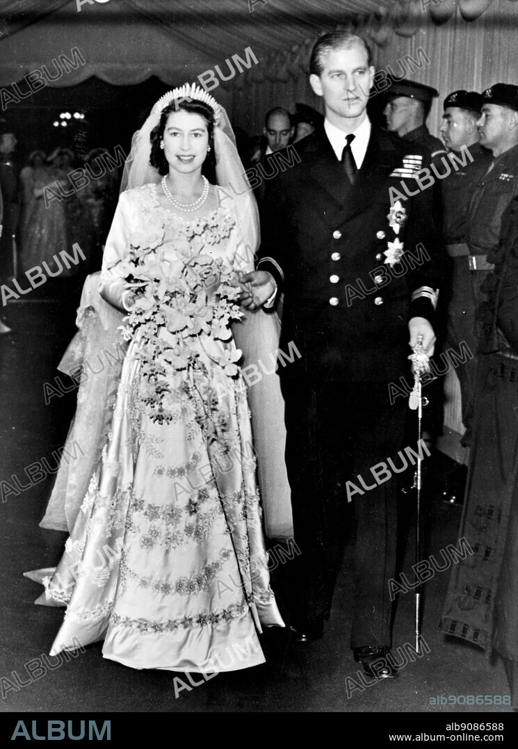 UK: Marriage of Princess Elizabeth and Philip, 20th November 1947. Later Queen Elizabeth II and the Duke of Edinburgh.