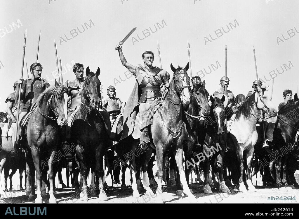 KIRK DOUGLAS und ESPARTACO. KIRK DOUGLAS in SPARTACUS, 1960, unter der Regie von STANLEY KUBRICK. Copyright BRYNA/UNIVERSAL.