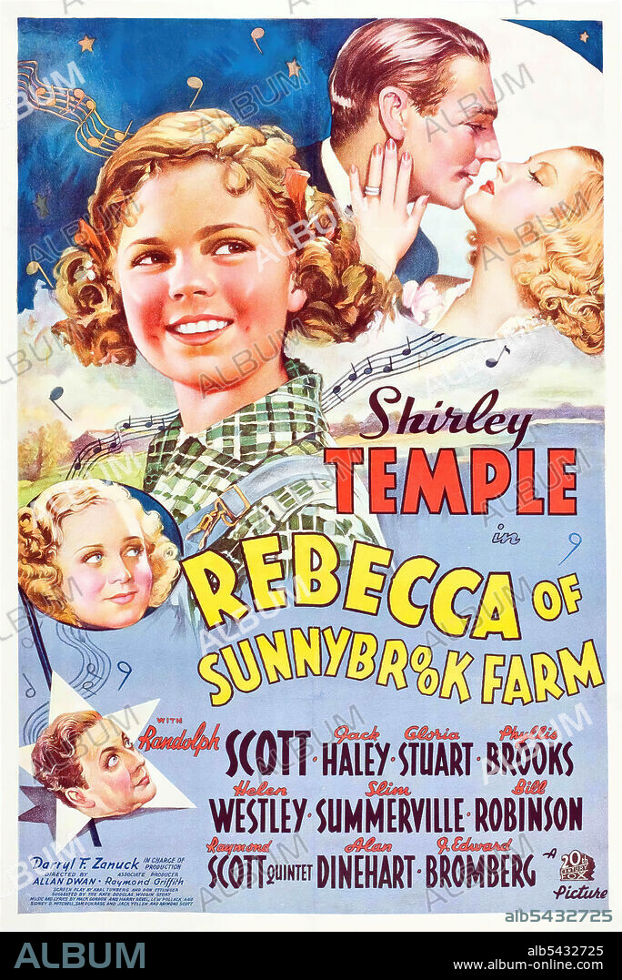 GLORIA STUART, RANDOLPH SCOTT y SHIRLEY TEMPLE en REBECCA OF SUNNYBROOK FARM, 1938, dirigida por ALLAN DWAN. Copyright 20TH CENTURY FOX.
