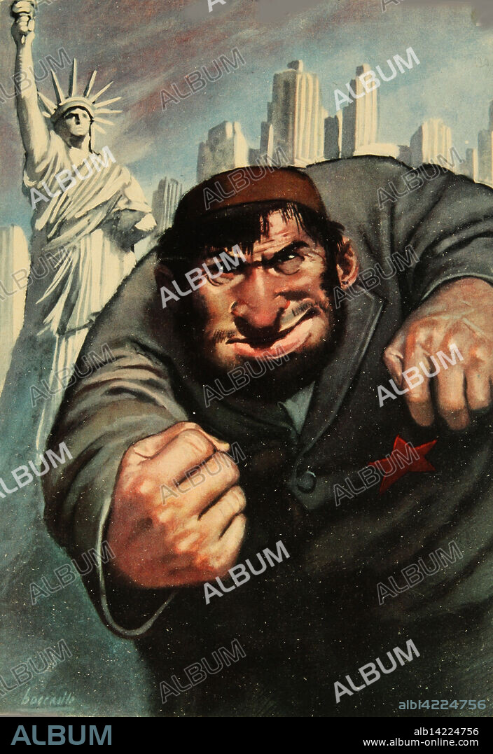 GINO BOCCASILE. Anti-Semitic and anti-American Propaganda Poster.