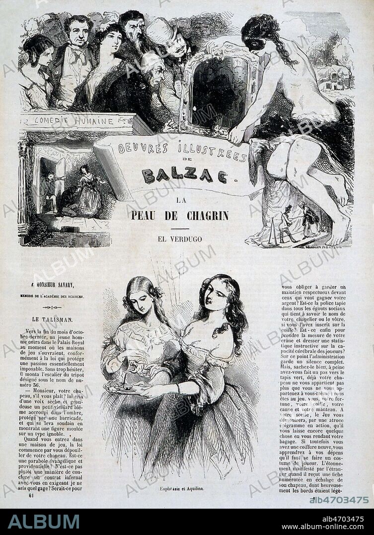 La peau de chagrin ; frontispice en couverture de l'ouvrage dans le recueil des Oeuvres completes illustrees, editees en 1867. Credit Collection DOM/Kharbine Tapabor.