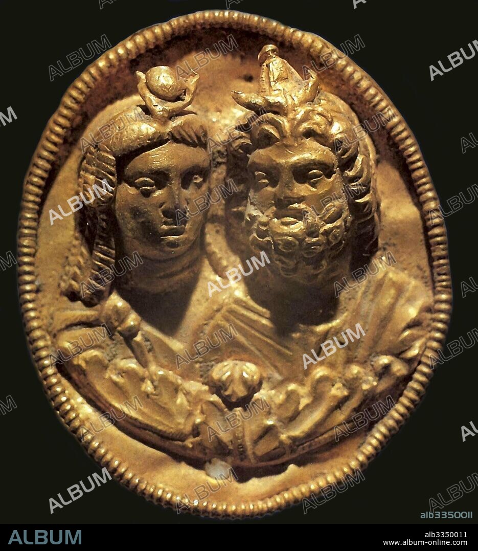 ANCIENT EGYPT. The Medaillon with Isis and Serapis.