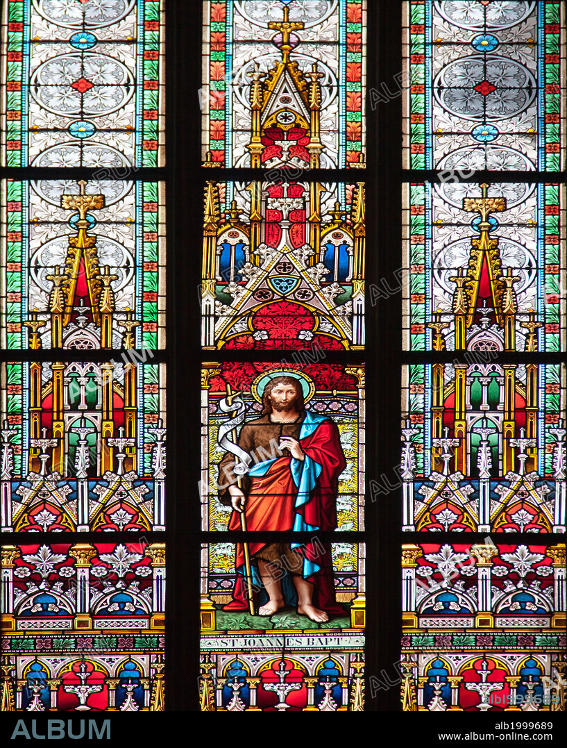 Prague, St. Vitus Cathedral, Stained Glass Window, St. John the Baptist. Prague, St. Vitus Cathedral, Stained Glass Window, St. John the Baptist.