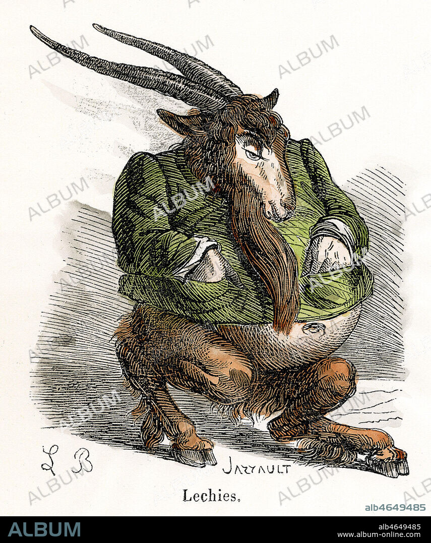 LECHIE. Demon des bois, espece de satyre chez les russes. Illustration de 1863 par Louis BRETON pour le Dictionnaire Infernal par Jacques COLLIN de PLANCY (1793-1887). Mise en couleur par nos soins. Credit Collection Jonas/Kharbine Tapabor.