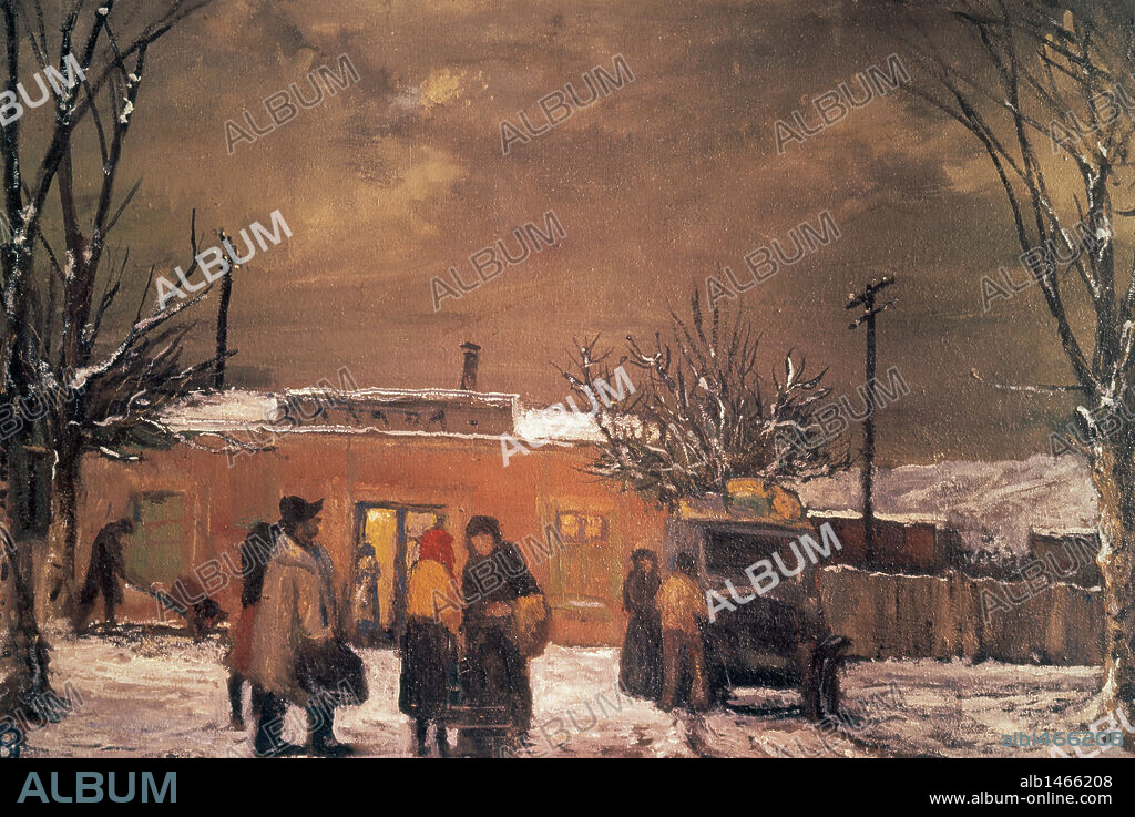 ARTE S. XX. ESPAÑA. RICARDO BAROJA (1871-1953). Pintor, grabador y escritor español perteneciente a la Generación del 98. S. XIX-XX (S. XIX-S. XX). "LA CAMIONETA". Caserón de Itzea (Casa de la familia Baroja). Vera de Bidasoa. Navarra.