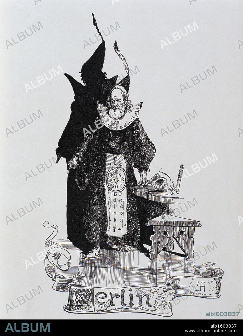 Merlin  (From a Connecticut Yankee in King Arthur's Court)  Artist Unknown  Newberry Library, Chicago.
