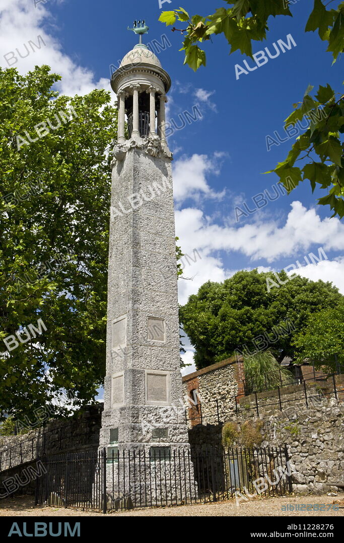 The Pilgrim Fathers Memorial commemorating the depature point of The Mayflower in 1620 from the city of Southampton, Hampshire, England, United Kingdom, Europe.