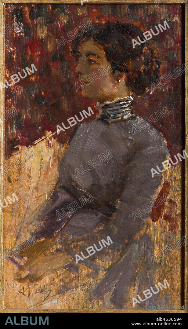 Assicoop - Unipol Collection: Augusto Valli, "Portrait of a Lady", oil painting.