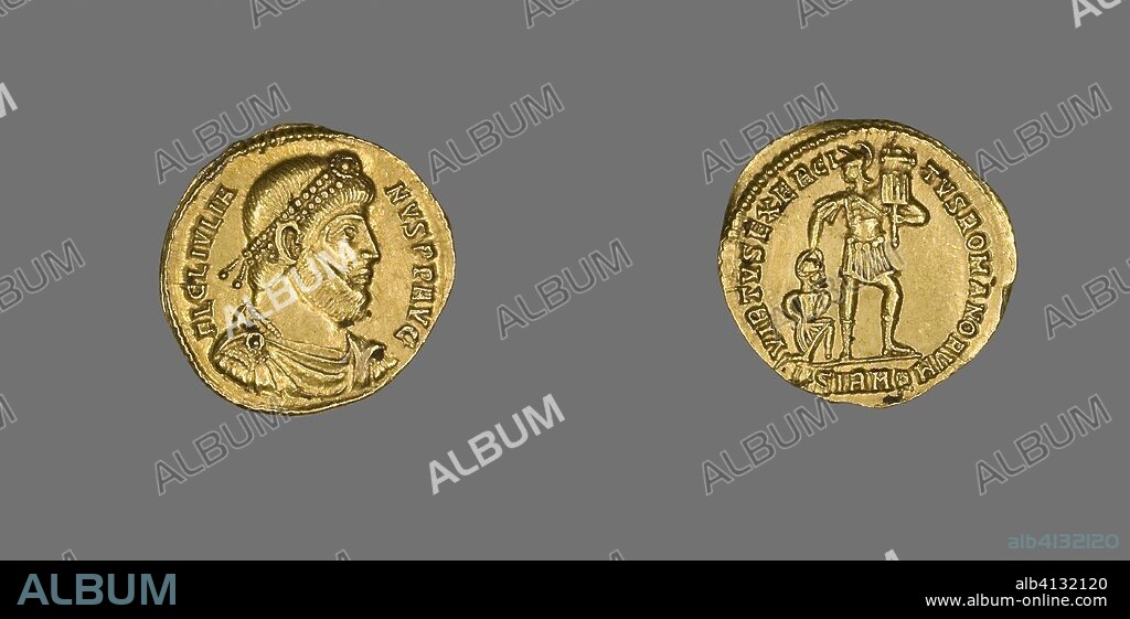ANCIENT ROMAN. Solidus (Coin) Portraying Emperor Julian II. Roman. Date: 361 AD-363 AD. Dimensions: Diam. 2.2 cm; 4.41 g. Gold. Origin: Rome.