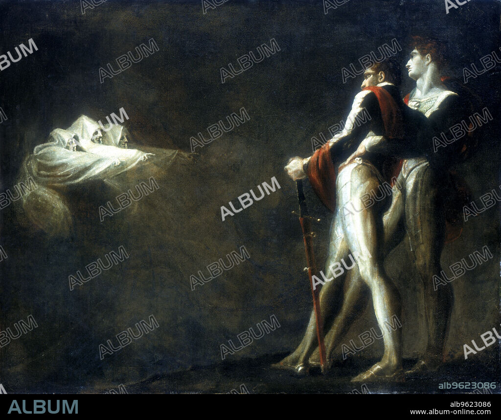 HENRY FUSELI. 'The Three Witches Appearing to Macbeth and Banquo', late 18th century. Scene in William Shakespeare's (c1564-1616) play Macbeth.