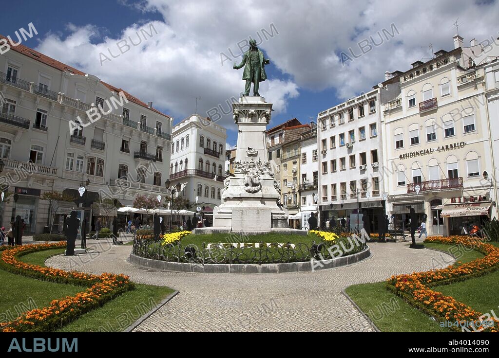 Largo da Portagem, Coimbra, Portugal. The statue is of Joaquim Antonio de Aguiar, Prime Minister of Portugal on three occasions (1841-1842, 1860, 1865-1868), who was born in Coimbra. The square is just opposite the Santa Clara Bridge and the name means place of the gateway, presumably a gateway to the main city.