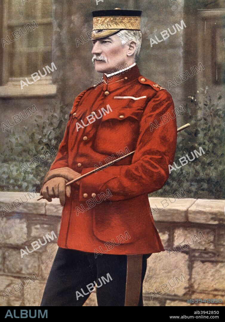 Sir Frederick William Edward Forestier Forestier-Walker, British soldier, 1902. Forestier-Walker commanding line of communications in South Africa, 1902. He later served as Governor of Gibraltar from 1905-1910. Portrait from Celebrities of the Army, published by George Newnes, (London, 1902).