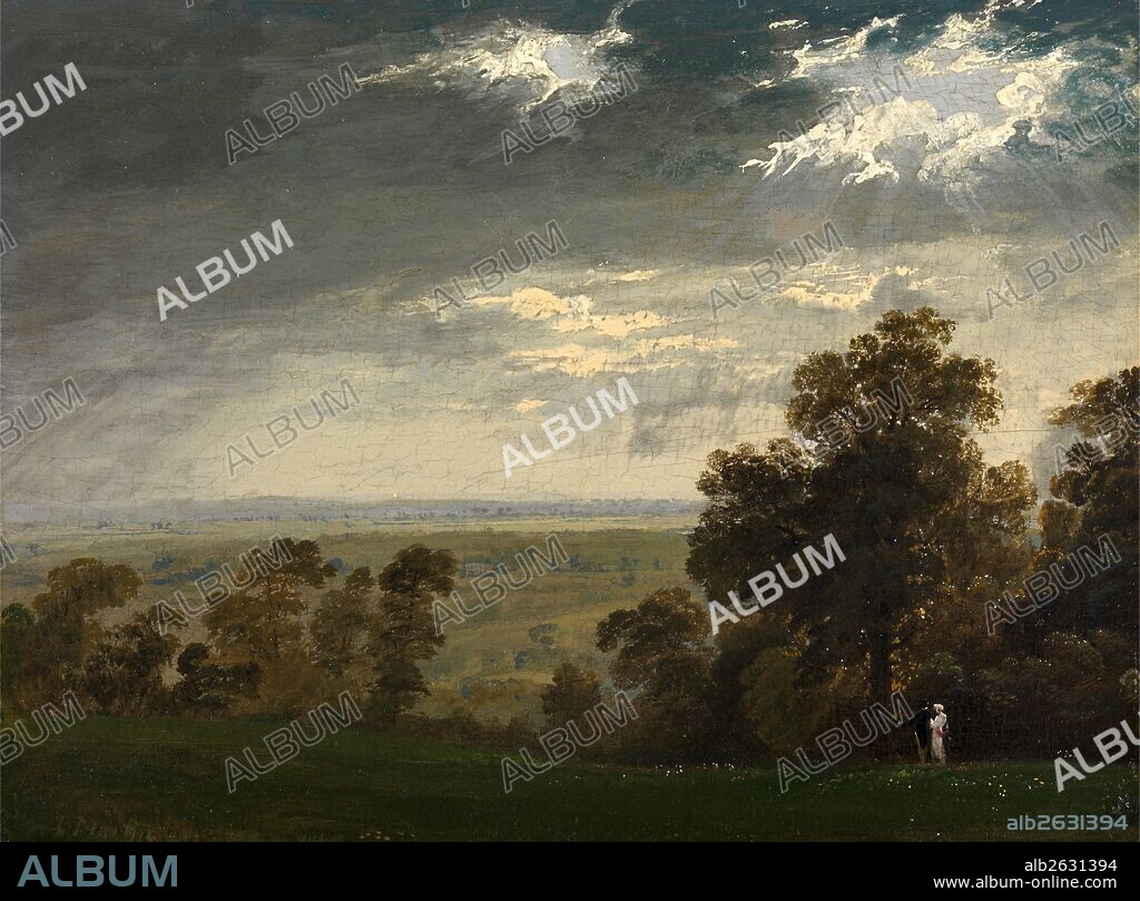 Landscape, Possibly the Isle of Wight or Richmond Hill Two figures in a landscape (possibly the Isle of Wight, or Richmond Hill), John Martin, 1789-1854, British.