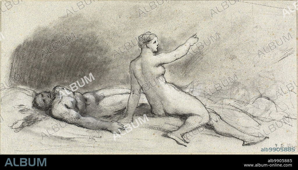 JEAN BERAUD. Nude Woman Seated with Nude Man Asleep (recto); Female Torso Seen from Behind (verso), 1875 (recto); c. 1875 (verso).