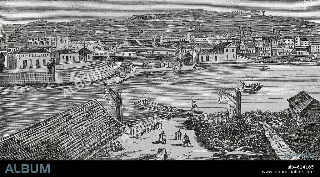 Matanzas, Cuba. General view. Engraving. Crónica General de España, Historia Ilustrada y Descriptiva de sus Provincias (General Chronicle of Spain, Illustrated and Descriptive History of its Provinces), Antilles, 1871.
