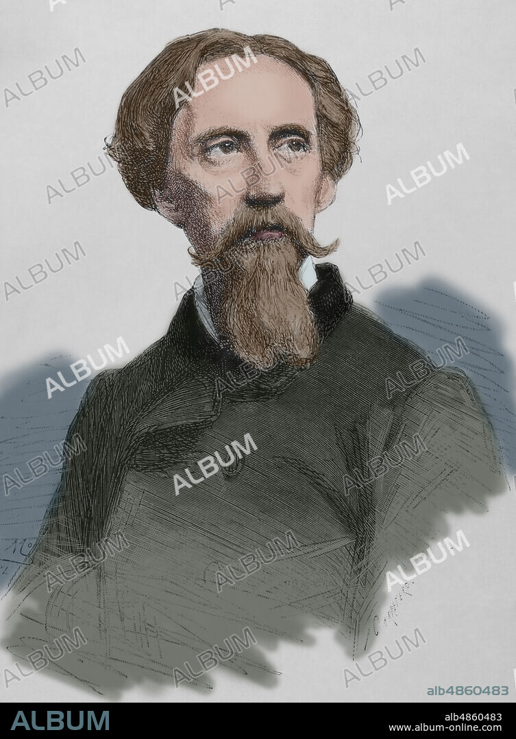 Pedro de Madrazo y Kuntz (1816-1898). Pintor, escritor y crítico de arte español. Miembro de la Real Academia Española. Dibujo de Federico de Madrazo. Grabado por Arturo Carretero (m. 1903). La Ilustración Española y Americana,15 de abril de 1881. Coloreado.