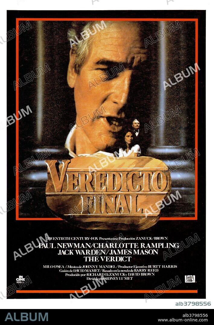 Poster de VEREDICTO FINAL, 1982 (THE VERDICT), dirigida por SIDNEY LUMET. Copyright 20TH CENTURY FOX.