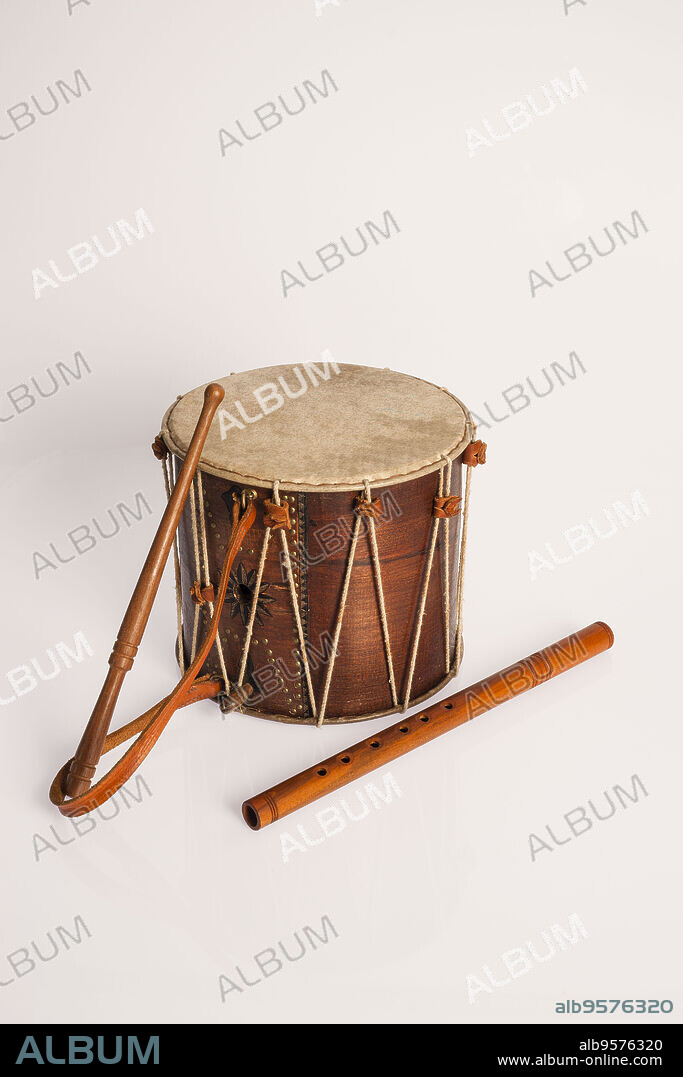 tamborino & flabiol, flute and drum, Mallorca, balearic islands, spain, europe.