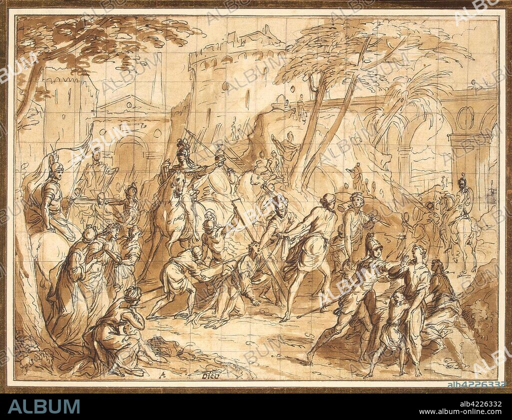 ANTOINE DIEU. 'Carrying of the Cross'. France, Late 17th - early 18th century. Dimensions: 17,4x23,1 cm.