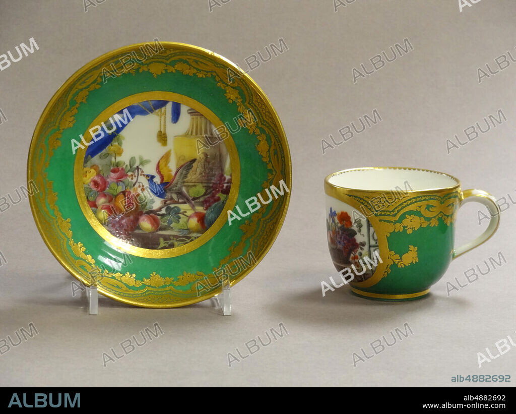 Sèvres Porcelain Manufactory, French, 1756present, Denis Levé, (French, active 17541793, 17951805), Cup and Saucer, 1777, Soft-paste porcelain, cup: 2 3/4 x 2 5/16 in. (7 x 5.9 cm).