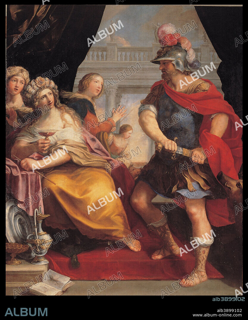 GIOVANNI ANDREA SIRANI. Ulysses and Circe. Date/Period: Ca. 1650/1655. Painting. Oil on canvas. Height: 2,300 mm (90.55 in); Width: 1,830 mm (72.04 in).