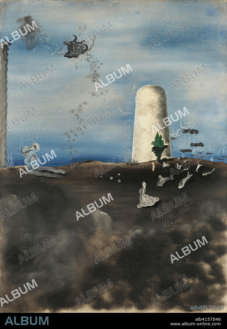 Yves Tanguy (París, 1900 -Woodbury, 1955). Muerto acechando a su familia (1927). Óleo sobre lienzo. 100 x 73 cm.
