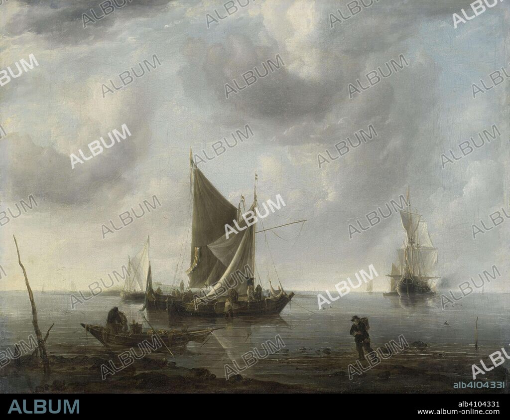 JAN VAN DE CAPPELLE. Ships at Anchor on a Quiet Sea. Dating: c. 1640 - c. 1679. Measurements: h 47.5 cm × w 60.5 cm × t 3.3 cm; d 8.6 cm.