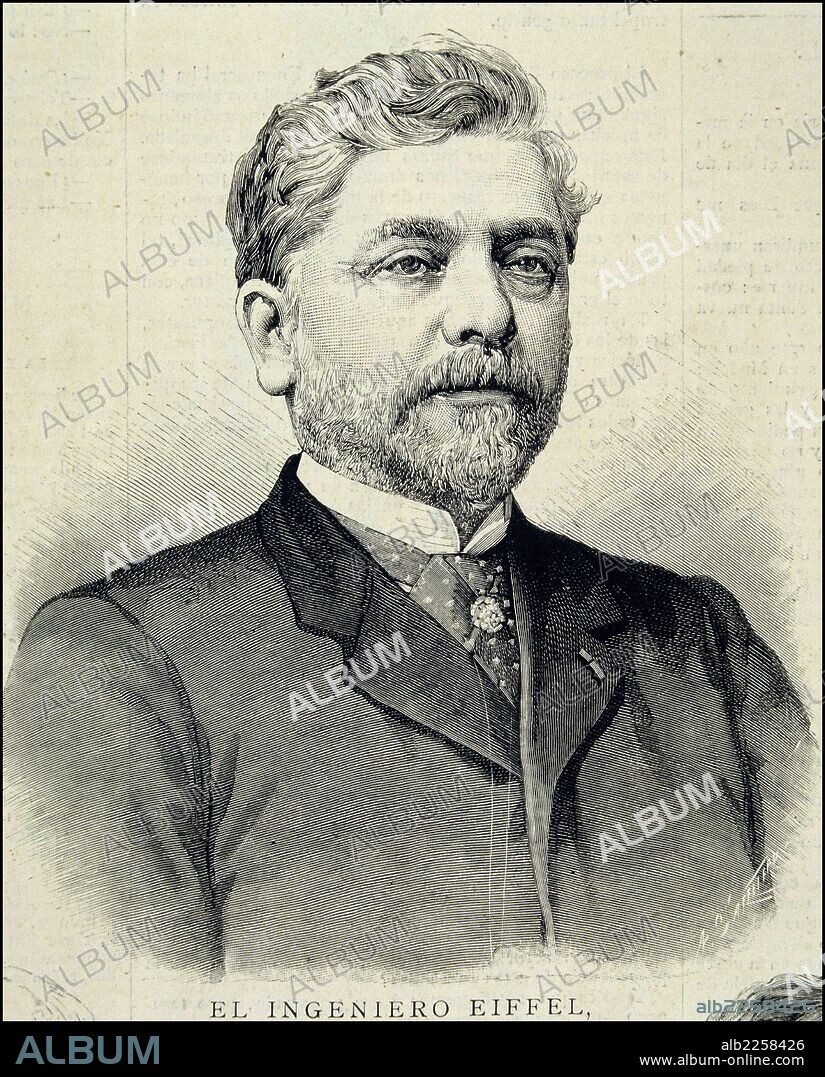 EIFFEL , ALEXANDRE GUSTAVE. INGENIERO FRANCES. 1832 - 1923. GRABADO RETRATO. ILUSTRACION ESPAÑOLA Y AMERICANA , AÑO 1889.