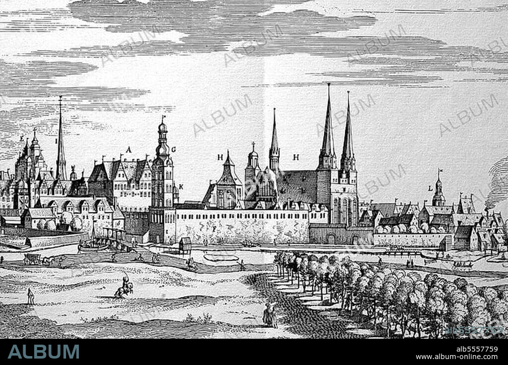 Cölln an der Spree, today part of Berlin, Germany, Historic, digitally restored reproduction of an 18th century original, exact original date unknown