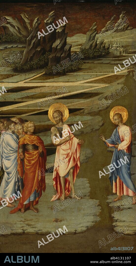 Ecce Agnus Dei. Giovanni di Paolo; Italian, 1398-1482. Date: 1455-1460. Dimensions: 68.5 × 39.5 cm (27 × 15 1/2 in.); painted surface: 66.3 × 37 cm (26 1/16 × 14 5/8 in.). Tempera on panel. Origin: Italy.