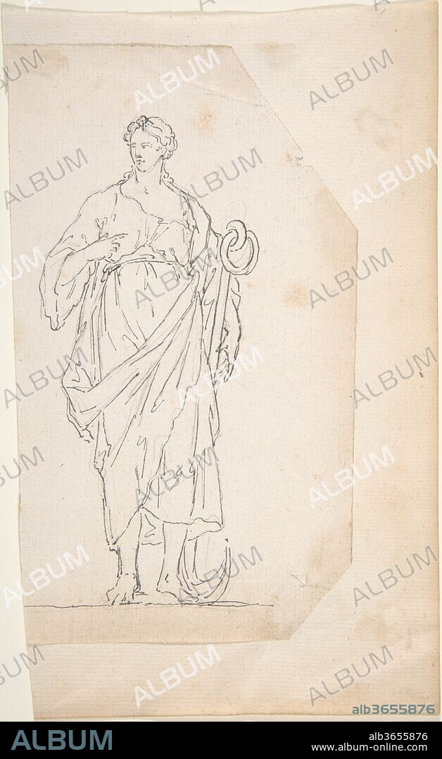 Female Figure with Anchor. Artist: Anonymous, French, 18th century. Dimensions: 6 15/16 x 3 7/8 in. (17.6 x 9.9 cm) irregular. Date: 18th century.
