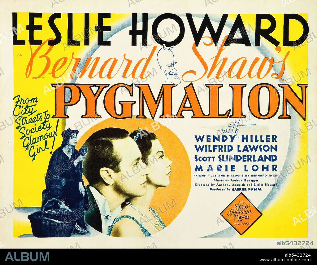 LESLIE HOWARD and WENDY HILLER in PYGMALION, 1938, directed by ANTHONY ASQUITH. Copyright GABRIEL PASCAL.