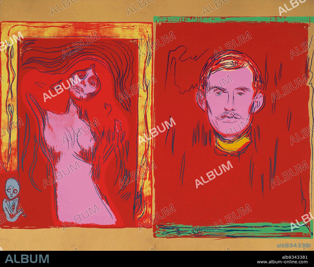 ANDY WARHOL. Madonna and self portrait with skeletons arm (After Munch).