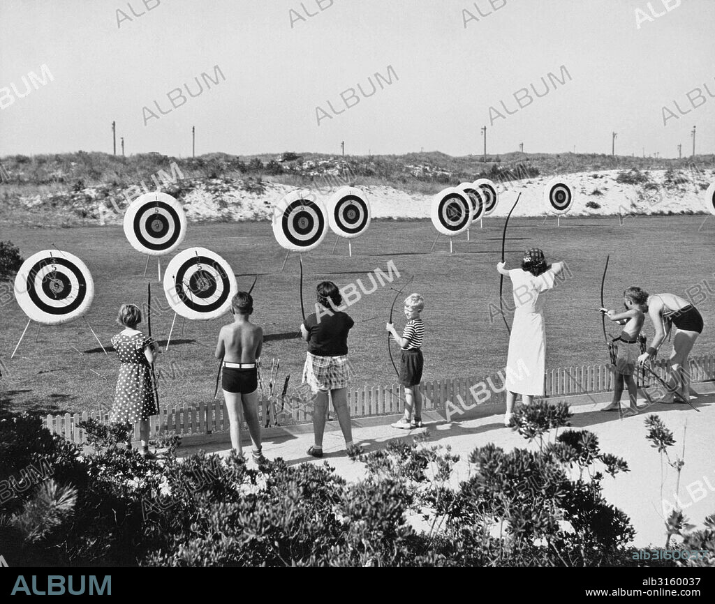 Wantagh, New York: c. 1937 The archery range at Jones Beach State Park on Long Island.