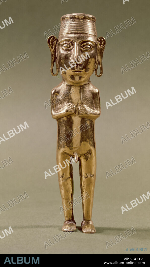 High-ranking dignitary or Inca nobleman . Peru. Inca culture. 15th century. Gold figure from the Larrea Collection. Madrid, Museum of America.