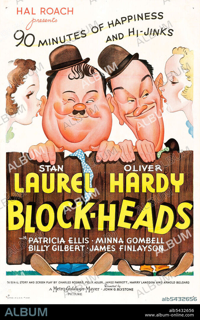 OLIVER HARDY and STAN LAUREL in BLOCK-HEADS, 1938, directed by JOHN G. BLYSTONE. Copyright STAN LAUREL PRODS/HAL ROACH/M.G.M.