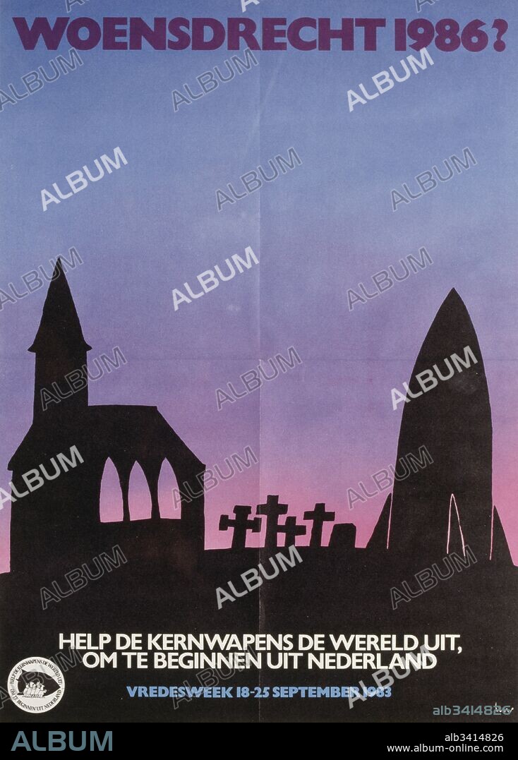 Dutch, anti-nuclear weapons, anti-war, Peace campaign poster, during the Cold war  1983.