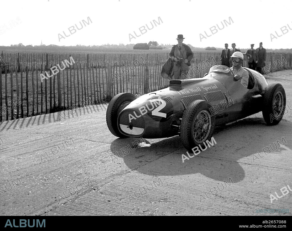 Nino Farina in his Ferrari.