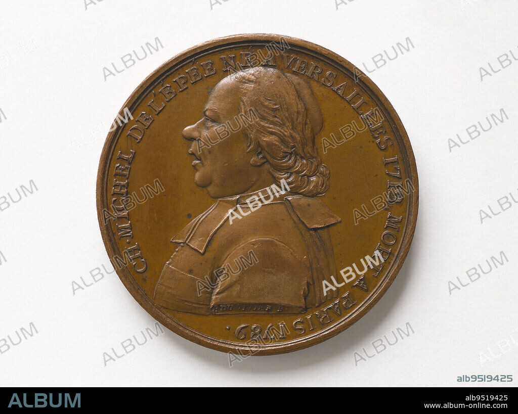 Charles-Michel de L'Épée, known as the Abbé de L'Épée, born Charles-Michel Lespée (1712-1789), precursor of the specialized teaching of the deaf, 1801, Duvivier, Pierre Simon Benjamin, Engraver in medals, In 1801, Numismatics, Medal, Dimensions - Work: Diameter: 4.1 cm, Weight (type dimension): 37.96 g.