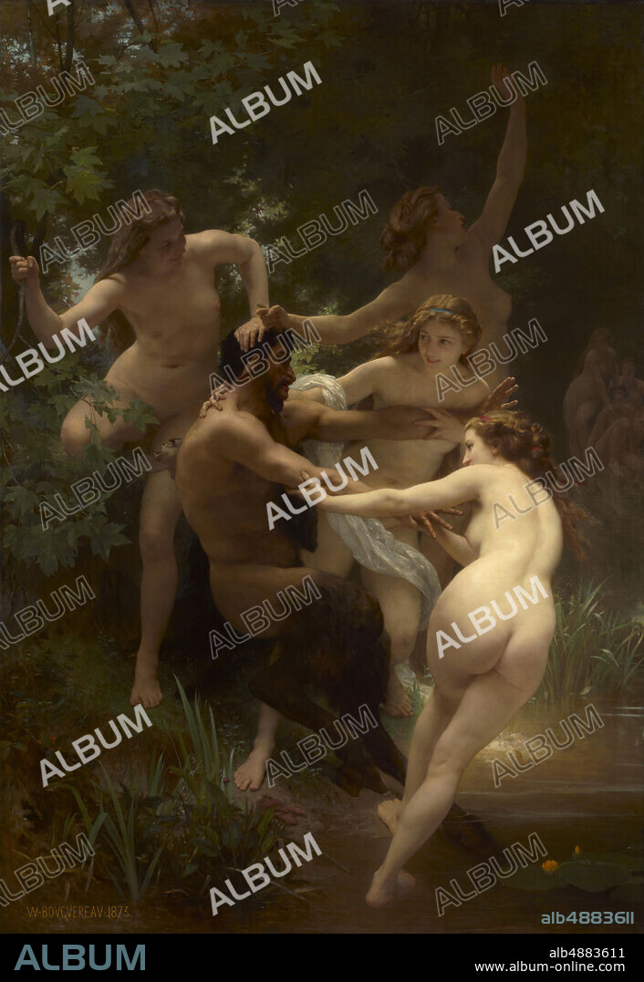William-Adolphe Bouguereau, French, 18251905, Nymphs and Satyr, 1873, Oil on canvas, 102 1/2 x 72 in. (260.4 x 182.9 cm).
