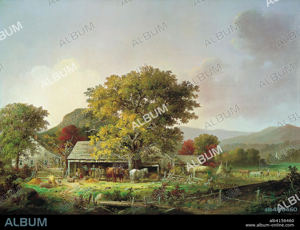 George Henry Durrie (New Haven, 1820 -1863). Autumn in New England, Cider Making (1863). Oil on canvas. 66 x 92 cm.