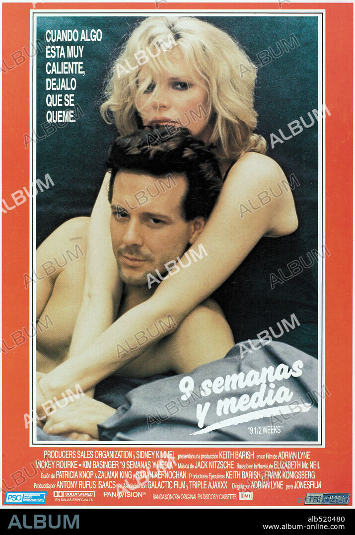 Poster of NINE 1/2 WEEKS, 1986, directed by ADRIAN LYNE. Copyright M.G.M/UNITED ARTIST.